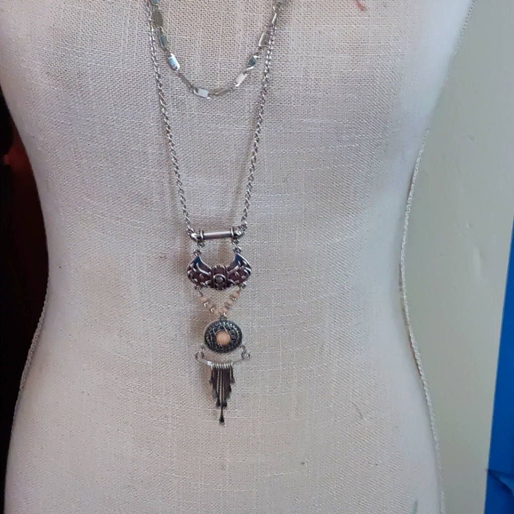 Paparazzi long stylish necklace and earring set.